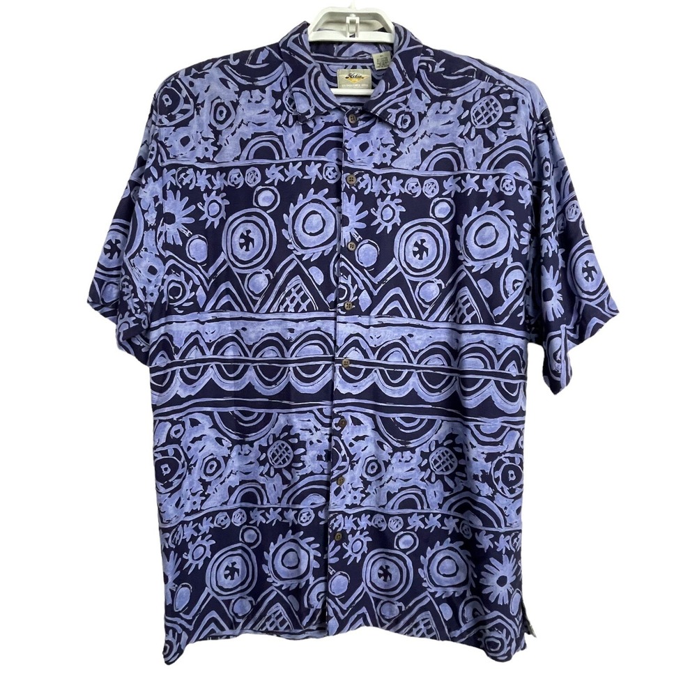 Hobie Vintage Hawaiian Shirt 1XT Blue‎ Tropical Button Down Big Tall Aloha